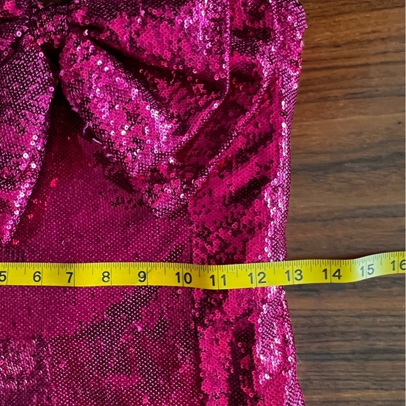 Torn by Ronny Kobo Pink Lindsay Dress, Sequin Bow Mini Dress Sz XS - Picture 8 of 9